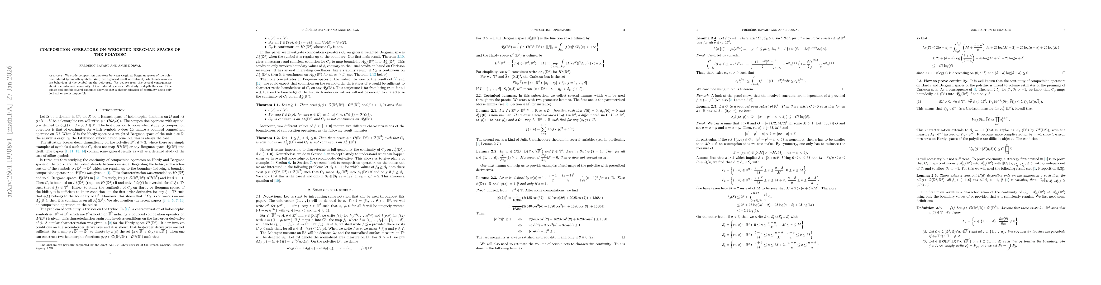 Thumbnail for Composition operators on weighted Bergman spaces of the polydisc