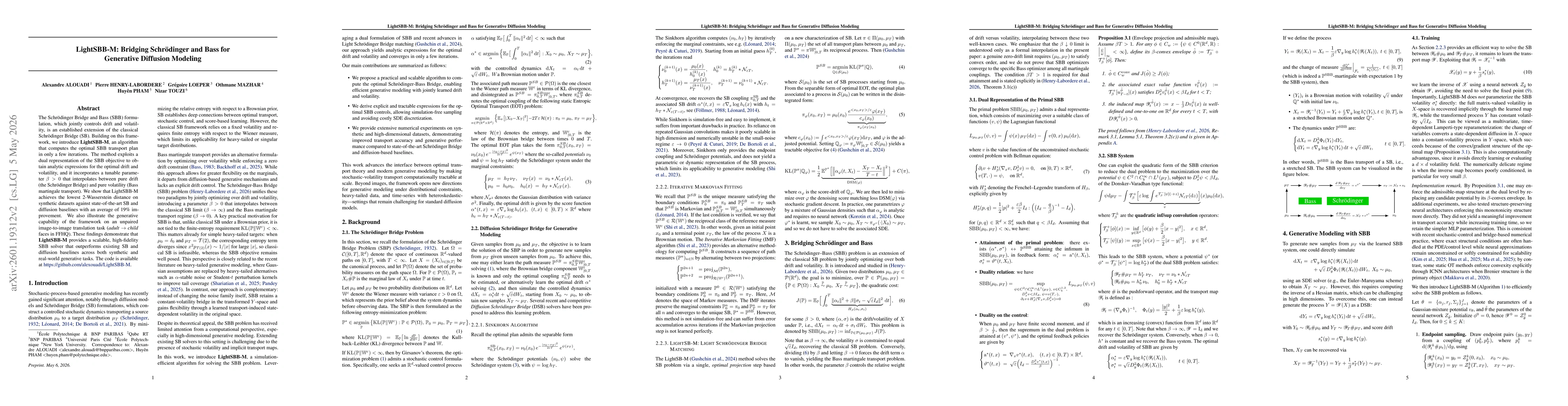 Thumbnail for LightSBB-M: Bridging Schrödinger and Bass for Generative Diffusion Modeling