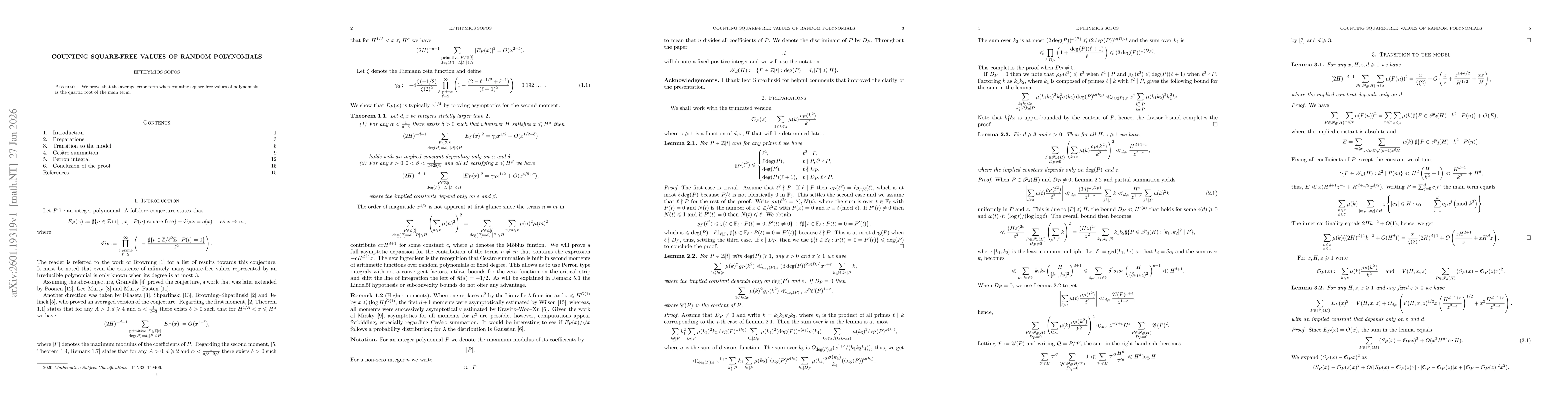 Thumbnail for Counting square-free values of random polynomials
