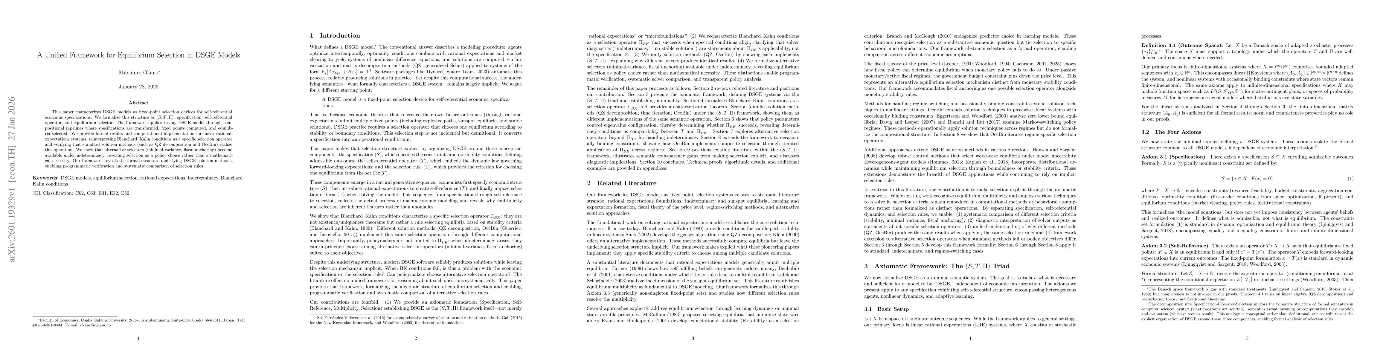 Thumbnail for A Unified Framework for Equilibrium Selection in DSGE Models