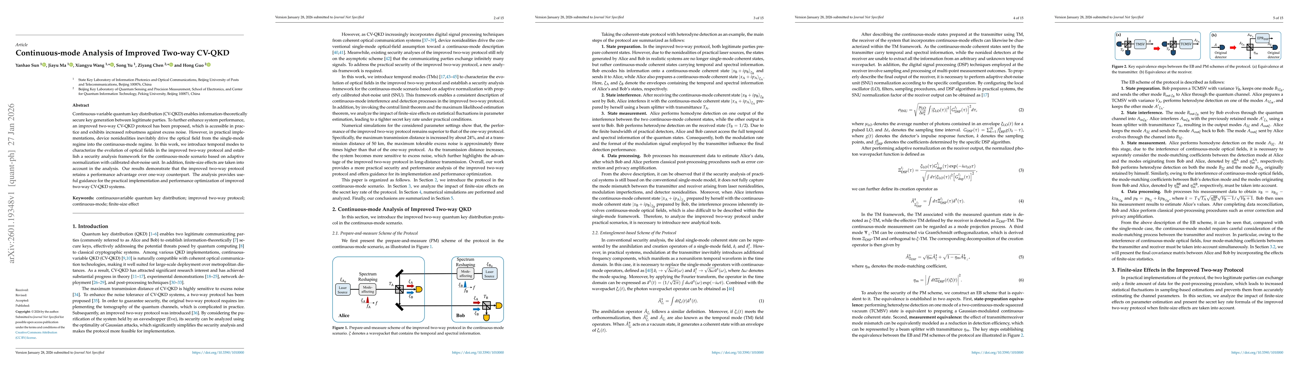 Thumbnail for Continuous-mode analysis of improved two-way CV-QKD