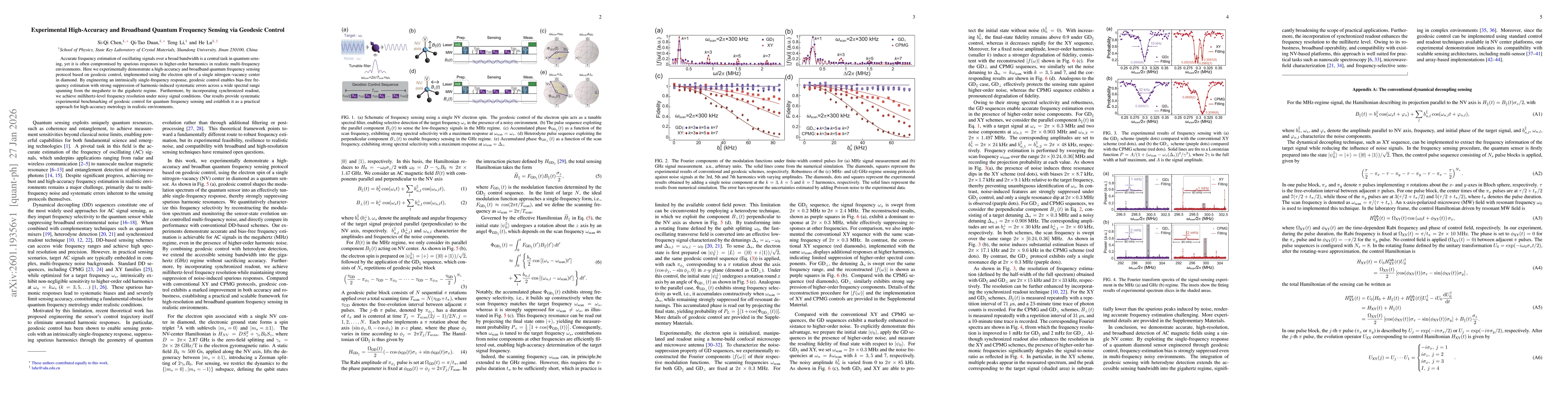 Thumbnail for Experimental High-Accuracy and Broadband Quantum Frequency Sensing via Geodesic Control