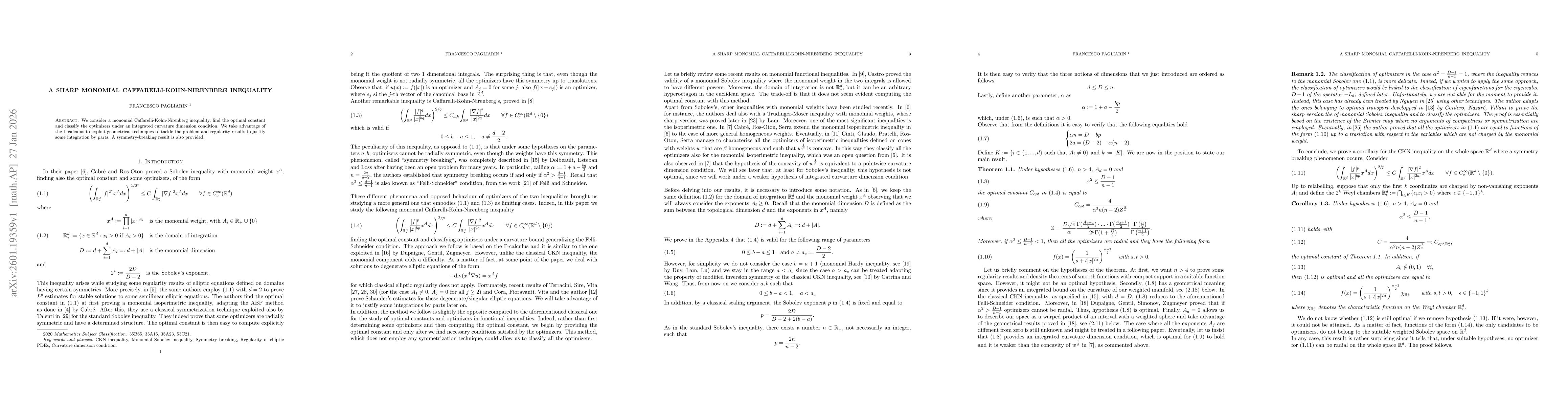 Thumbnail for A sharp monomial Caffarelli-Kohn-Nirenberg inequality