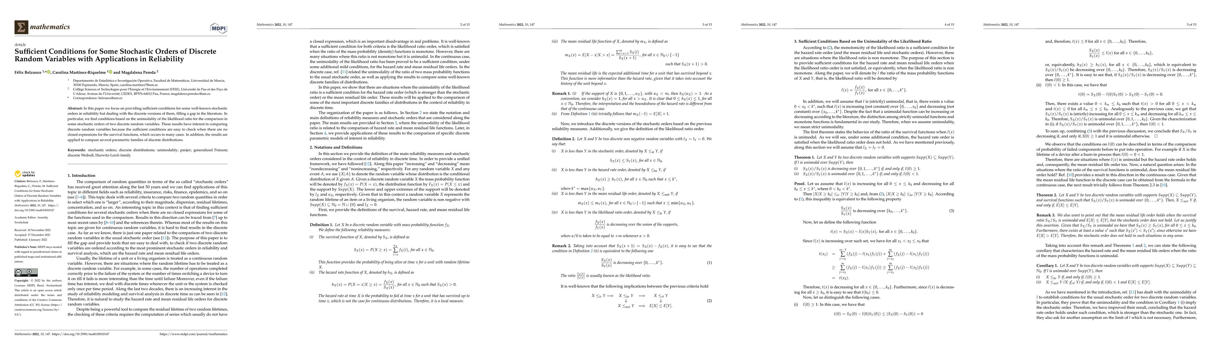Thumbnail for Sufficient Conditions for Some Stochastic Orders of Discrete Random Variables with Applications in Reliability