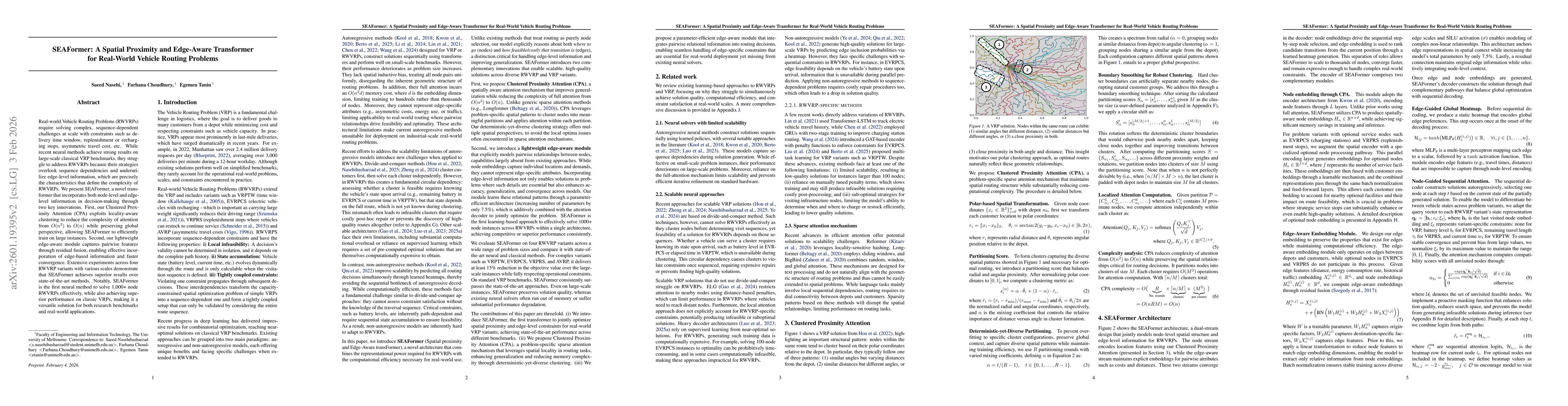 Thumbnail for SEAFormer: A Spatial Proximity and Edge-Aware Transformer for Real-World Vehicle Routing Problems