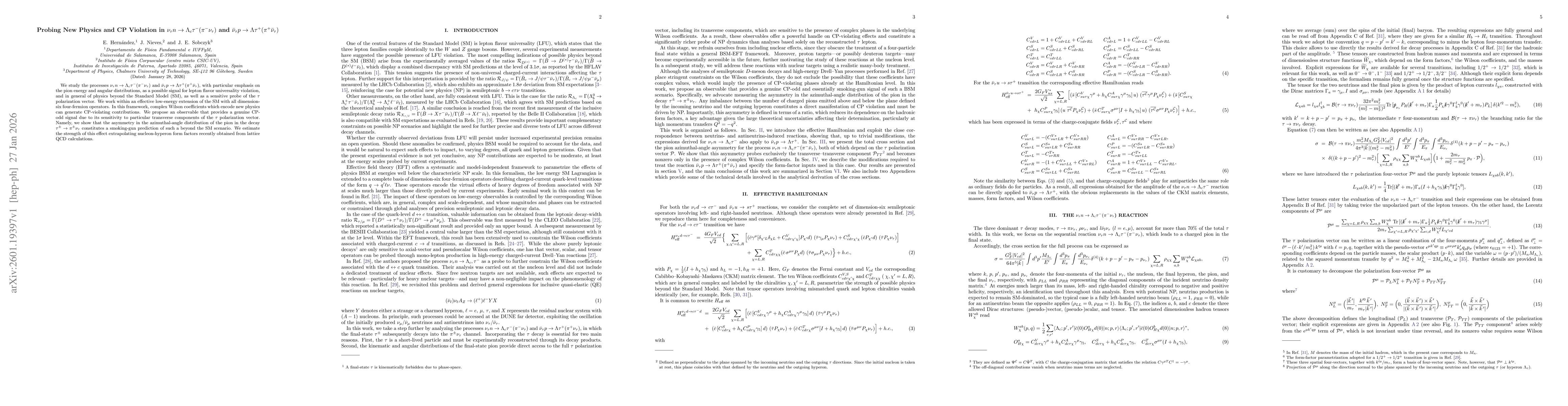Thumbnail for Probing New Physics and CP Violation in $ν_τn \to Λ_c τ^- (π^- ν_τ)$ and $\barν_τp \to Λτ^+ (π^+ \barν_τ)$