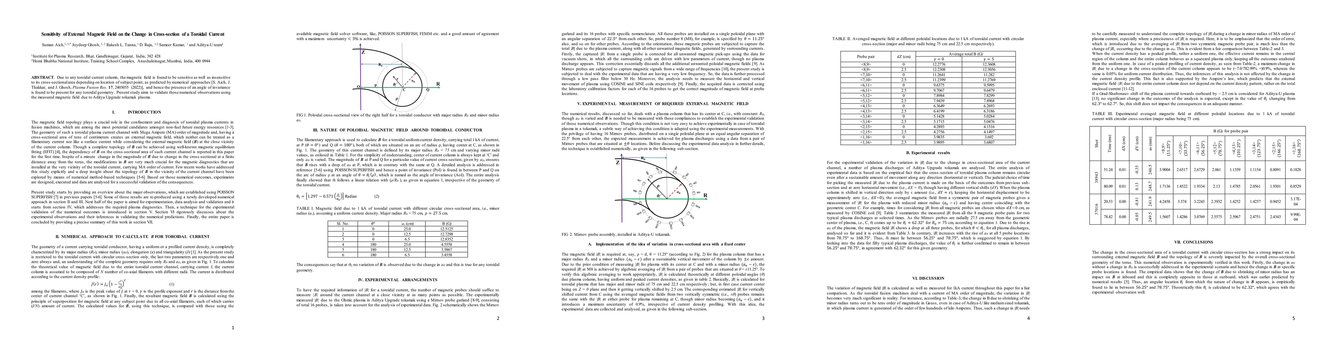 Thumbnail for Sensitivity of External Magnetic Field on the Change in Cross-section of a Toroidal Current