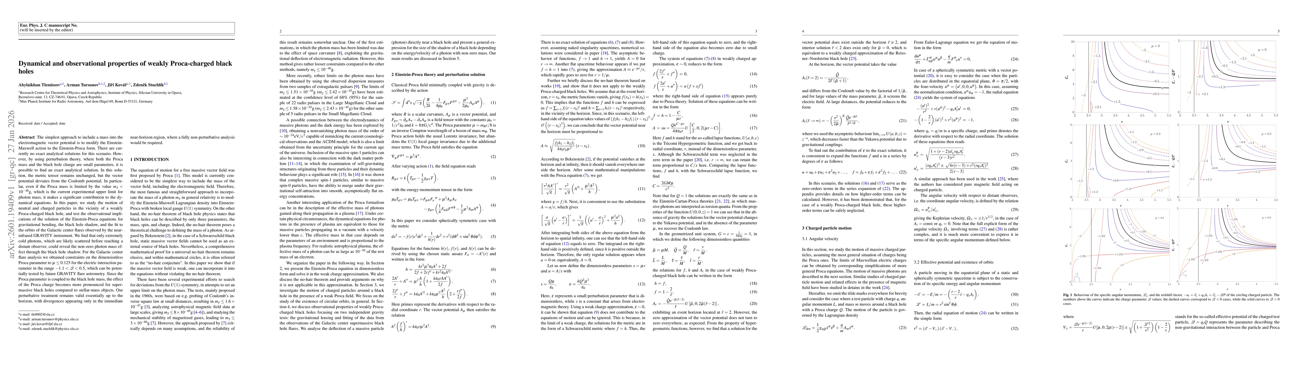 Thumbnail for Dynamical and observational properties of weakly Proca-charged black holes