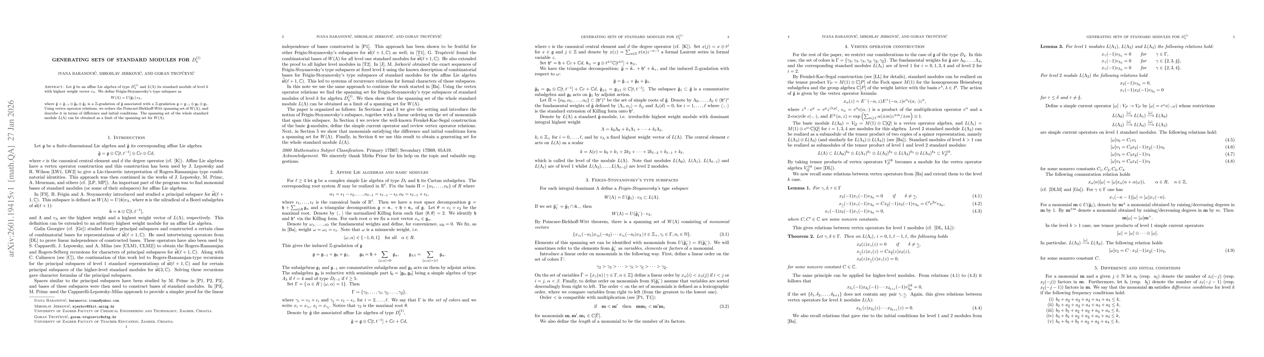 Thumbnail for Generating sets of standard modules for $D_4^{(1)}$