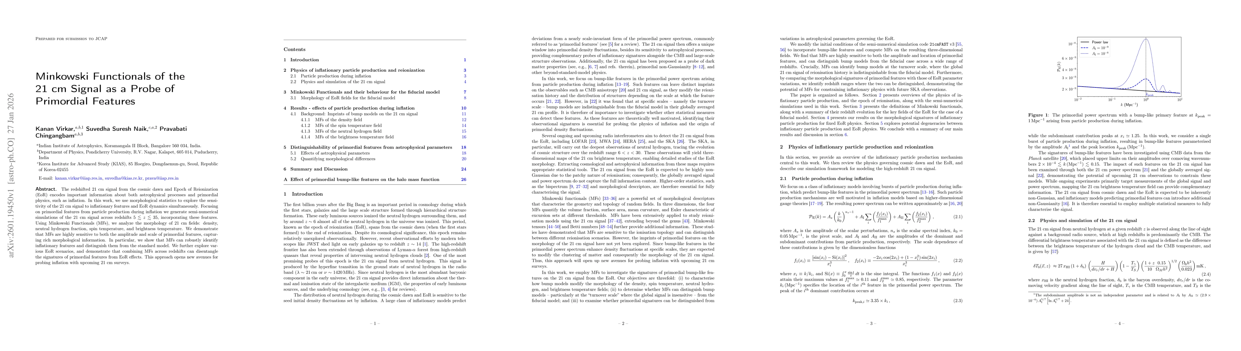 Thumbnail for Minkowski Functionals of the 21 cm Signal as a Probe of Primordial Features