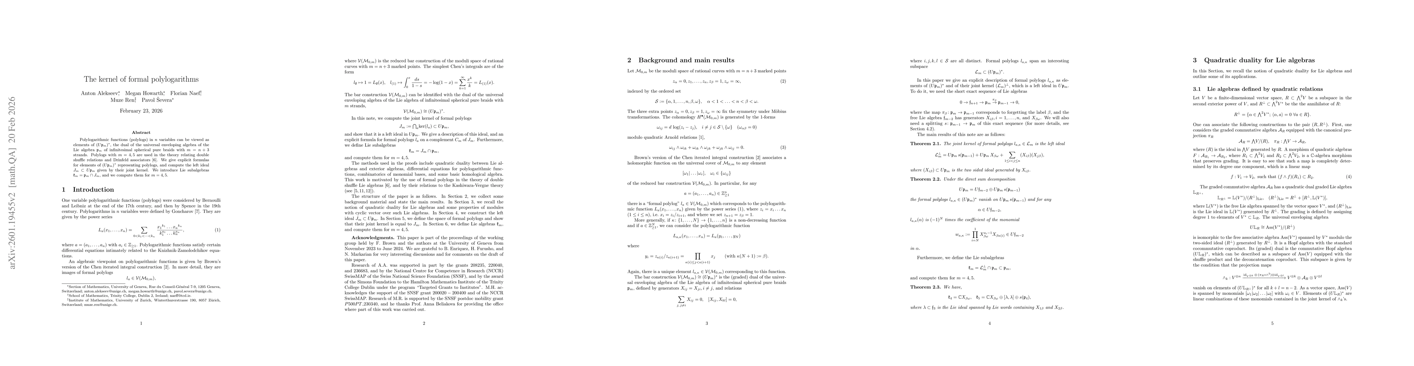 Thumbnail for The kernel of formal polylogarithms