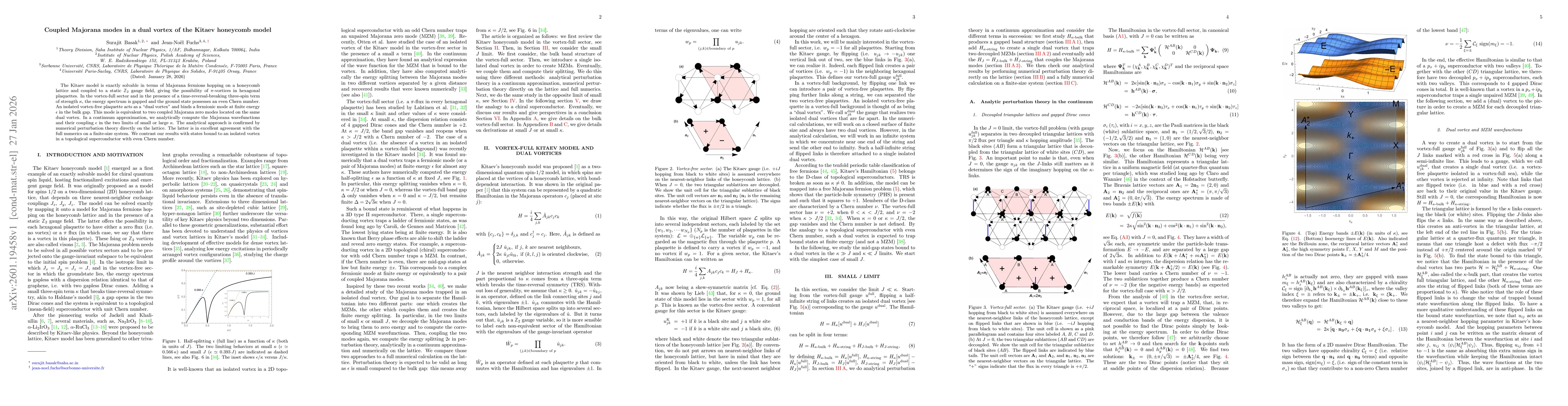 Thumbnail for Coupled Majorana modes in a dual vortex of the Kitaev honeycomb model