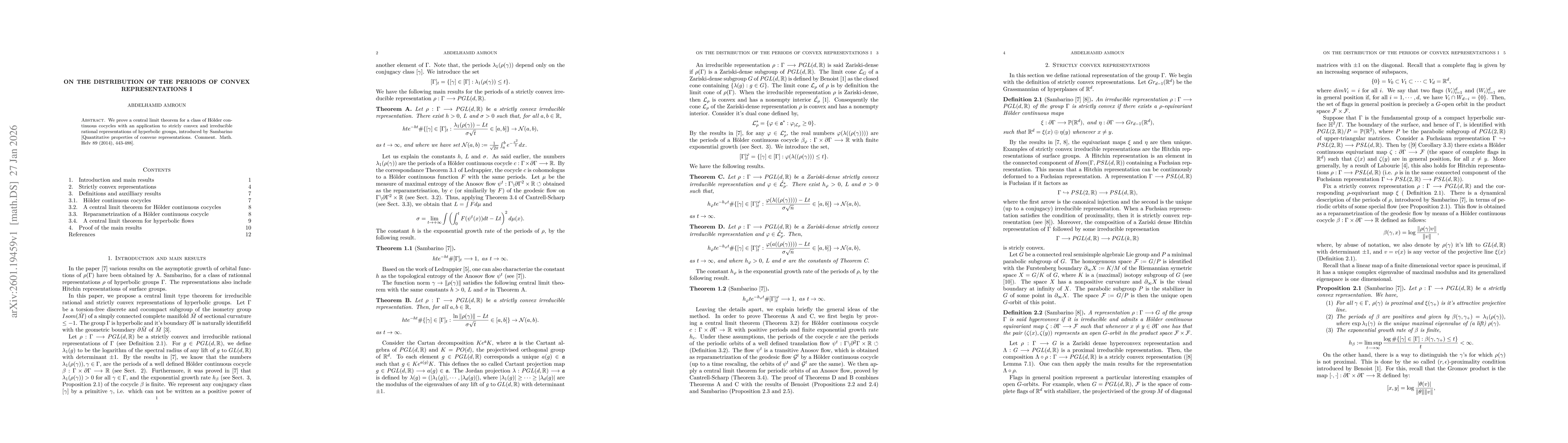 Thumbnail for On the distribution of the periods of convex representations I