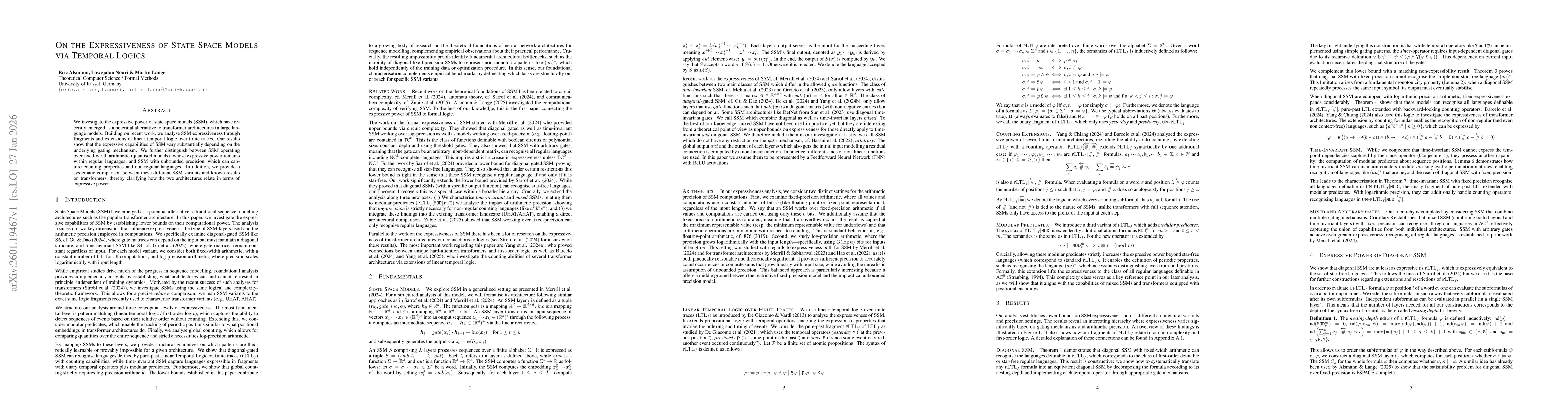 Thumbnail for On the Expressiveness of State Space Models via Temporal Logics