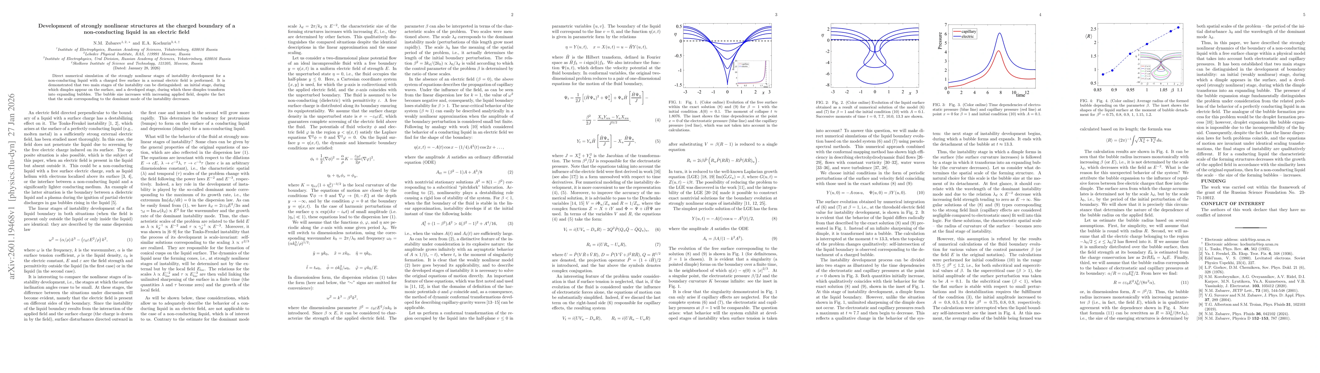 Thumbnail for Development of strongly nonlinear structures at the charged boundary of a non-conducting liquid in an electric field
