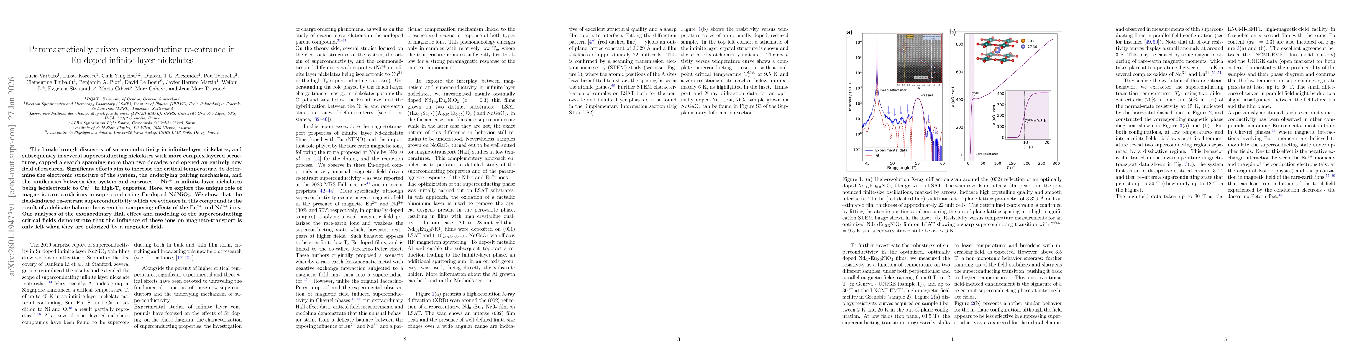 Thumbnail for Paramagnetically driven superconducting re-entrance in Eu-doped infinite layer nickelates