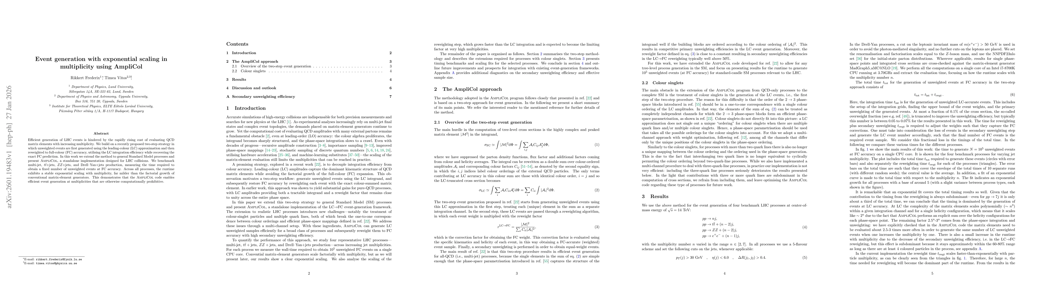 Thumbnail for Event generation with exponential scaling in multiplicity using AmpliCol