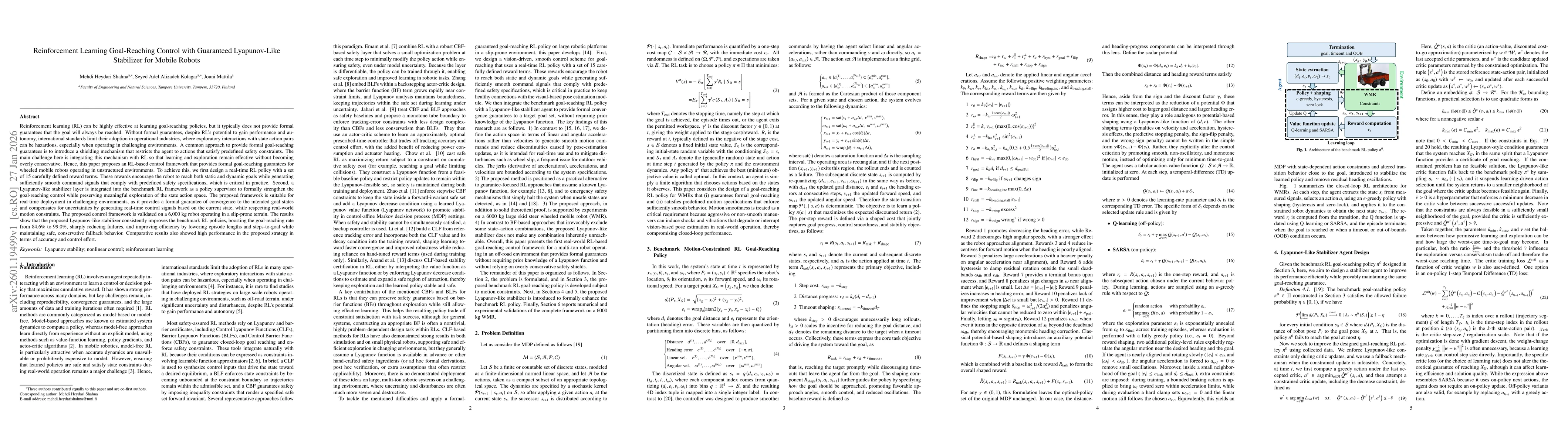 Thumbnail for Reinforcement Learning Goal-Reaching Control with Guaranteed Lyapunov-Like Stabilizer for Mobile Robots