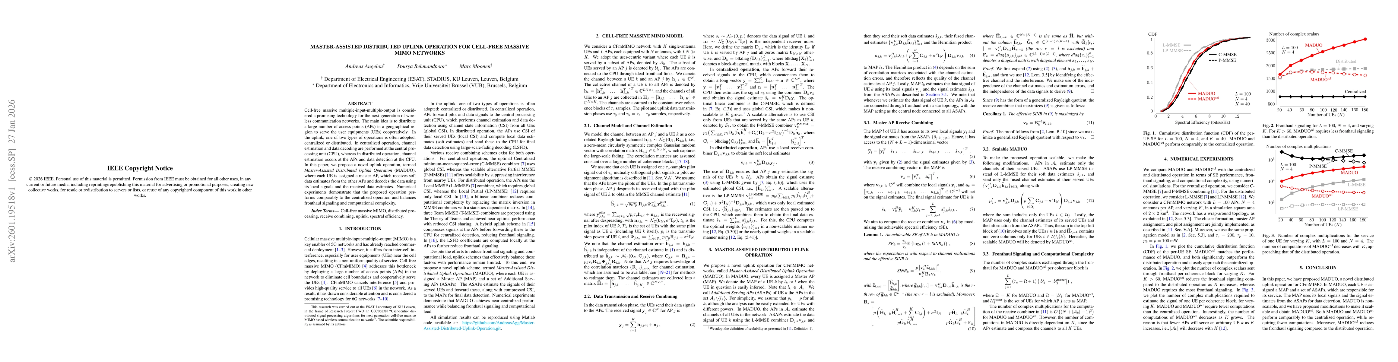 Thumbnail for Master-Assisted Distributed Uplink Operation for Cell-Free Massive MIMO Networks