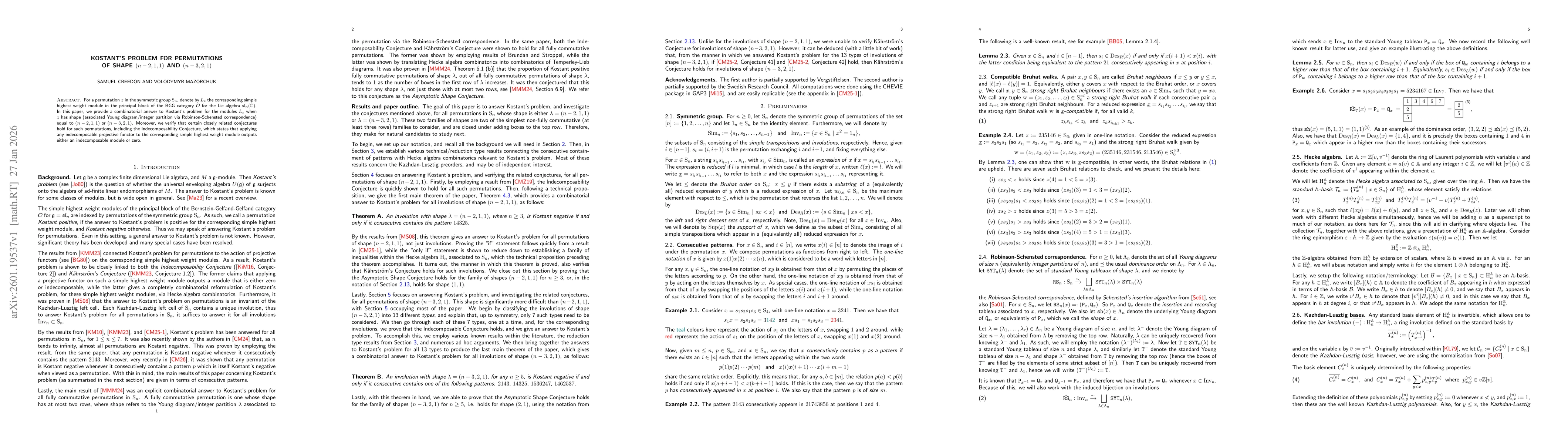 Thumbnail for Kostant's problem for permutations of shape $(n-2,1,1)$ and $(n-3,2,1)$