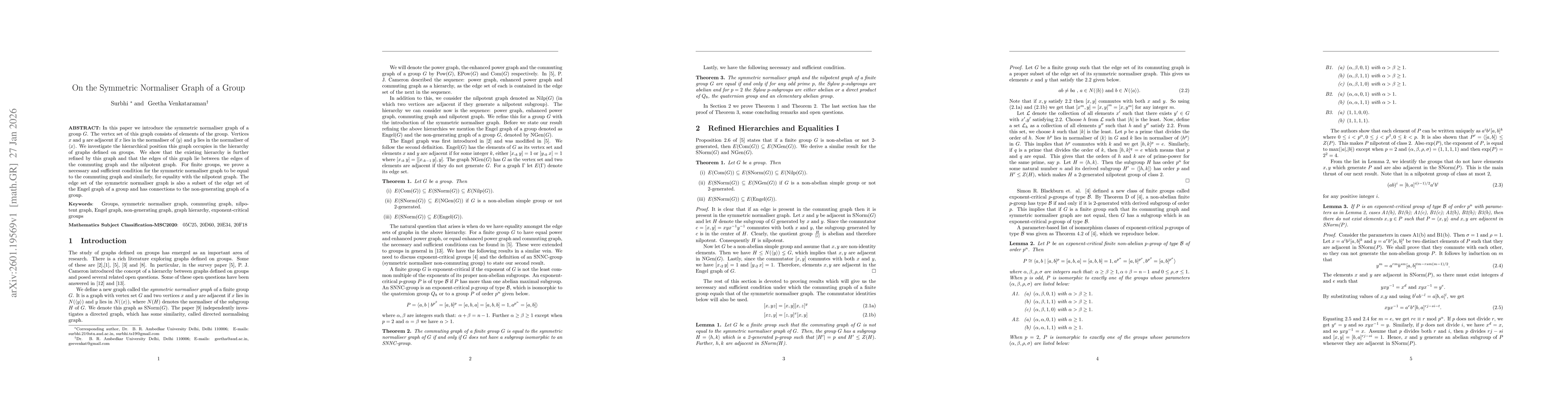 Thumbnail for On the Symmetric Normaliser Graph of a Group