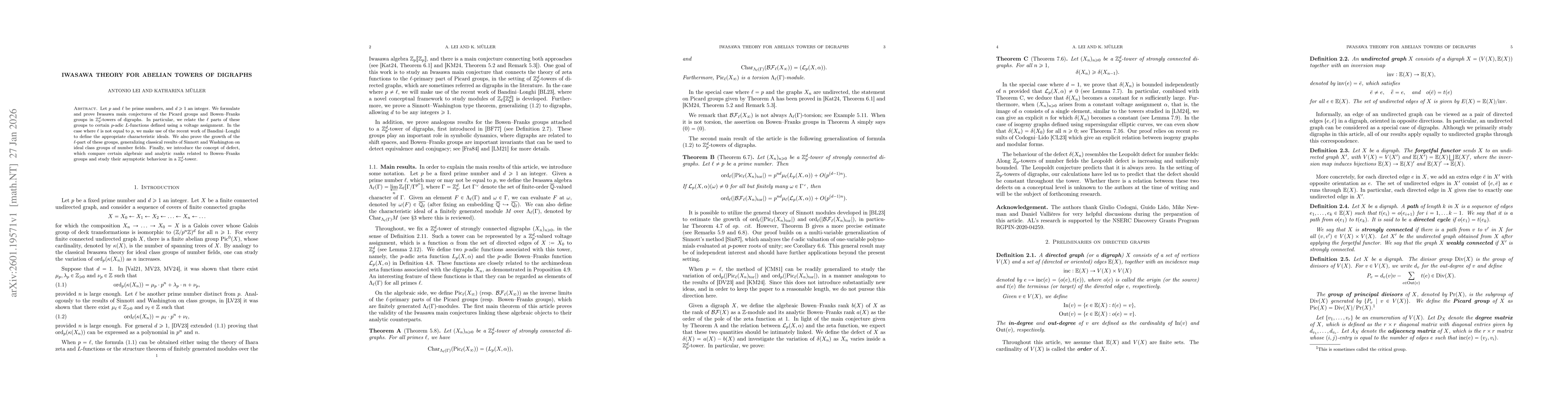 Thumbnail for Iwasawa theory for abelian towers of digraphs