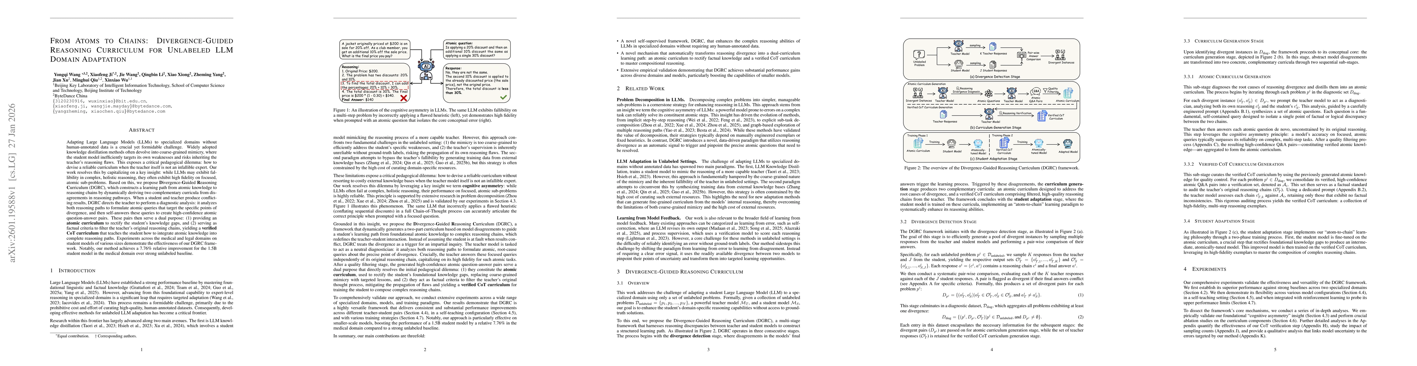 Thumbnail for From Atoms to Chains: Divergence-Guided Reasoning Curriculum for Unlabeled LLM Domain Adaptation