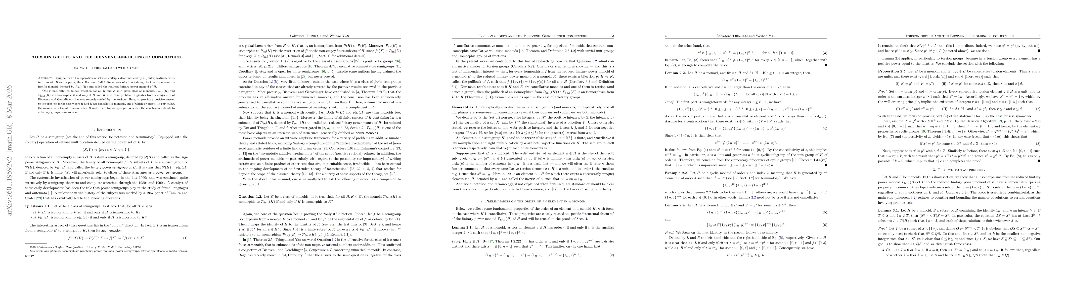 Thumbnail for Torsion groups and the Bienvenu--Geroldinger conjecture