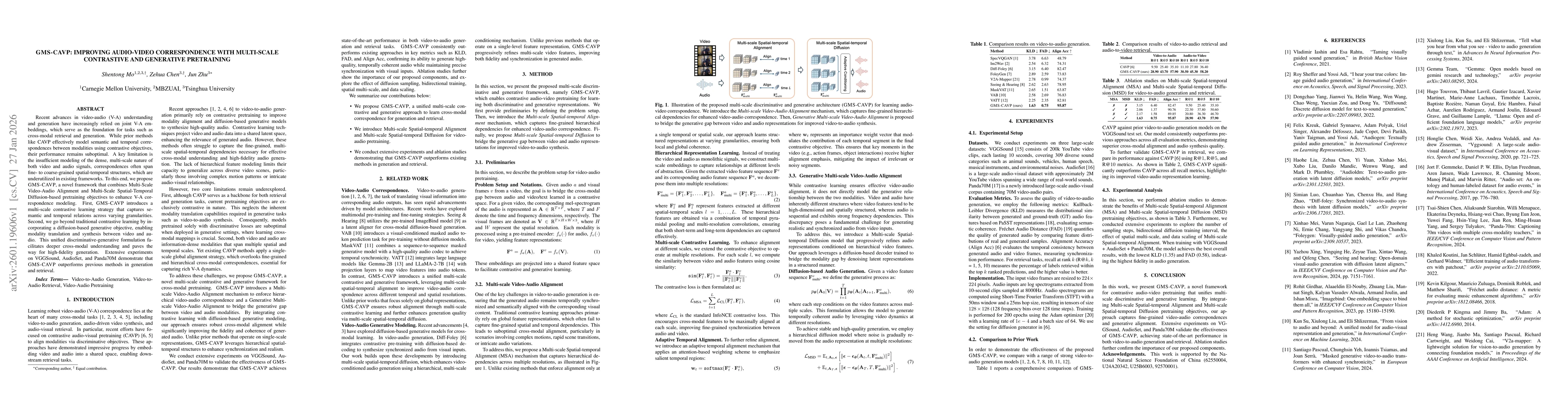 Thumbnail for GMS-CAVP: Improving Audio-Video Correspondence with Multi-Scale Contrastive and Generative Pretraining