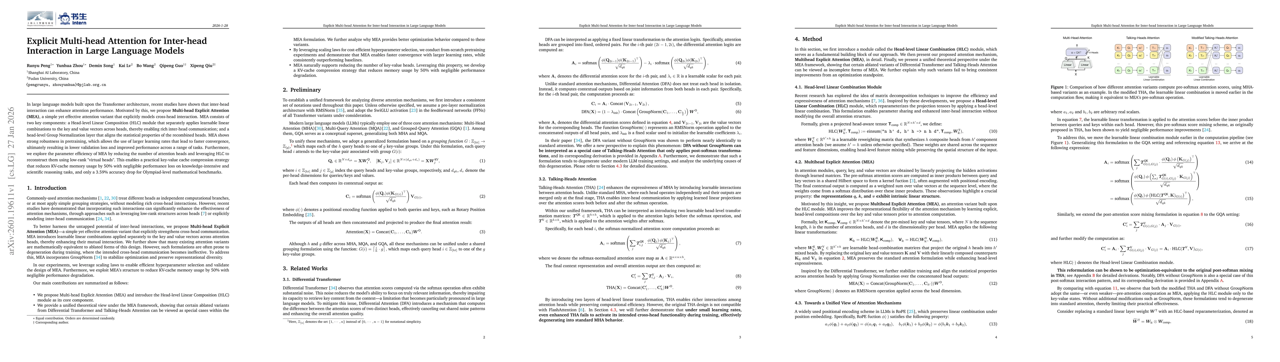 Thumbnail for Explicit Multi-head Attention for Inter-head Interaction in Large Language Models