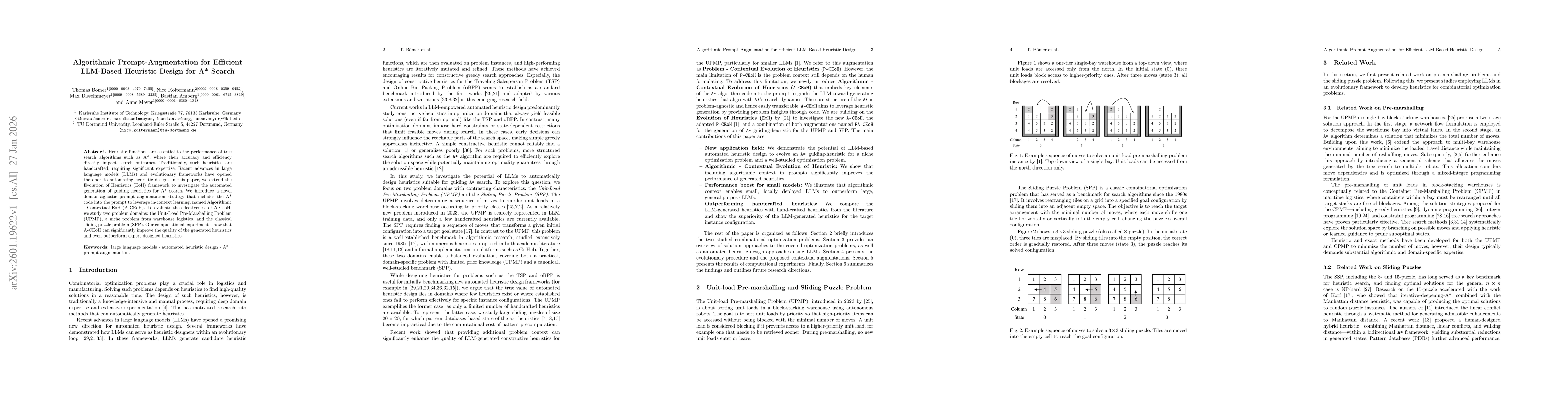 Thumbnail for Algorithmic Prompt-Augmentation for Efficient LLM-Based Heuristic Design for A* Search
