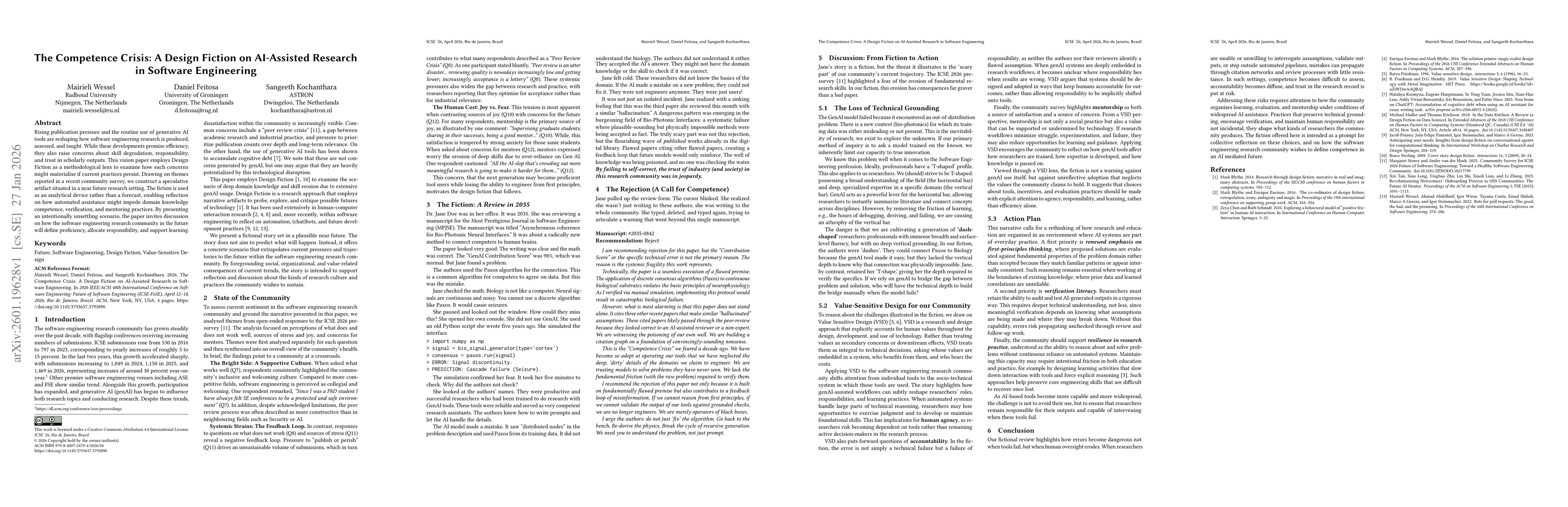 Thumbnail for The Competence Crisis: A Design Fiction on AI-Assisted Research in Software Engineering