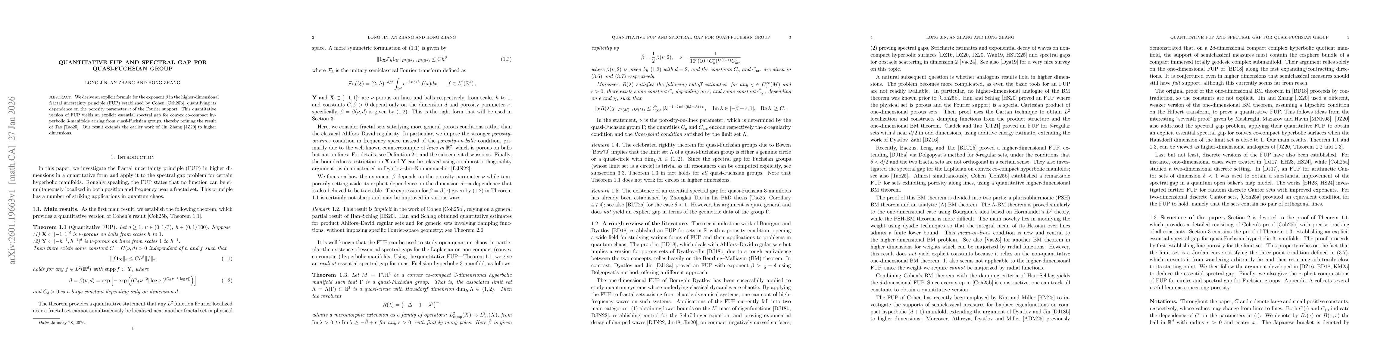 Thumbnail for Quantitative FUP and spectral gap for quasi-Fuchsian group