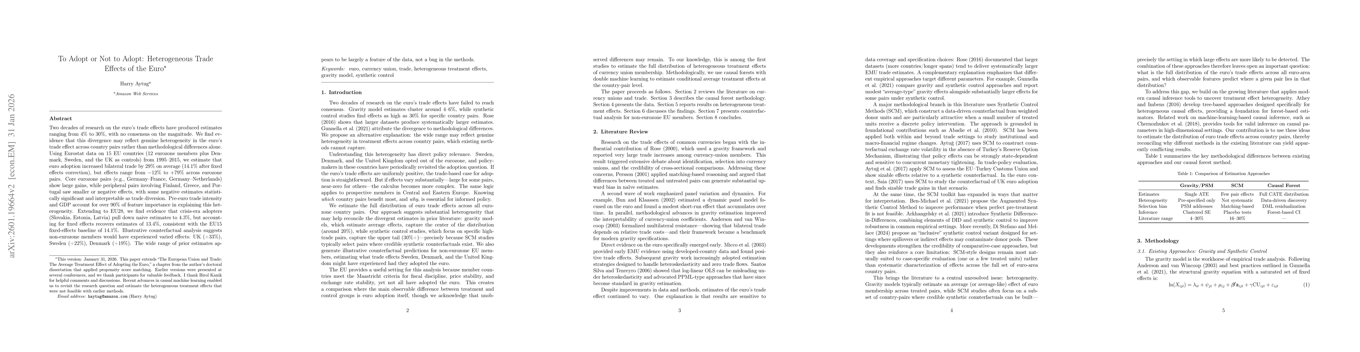 Thumbnail for To Adopt or Not to Adopt: Heterogeneous Trade Effects of the Euro