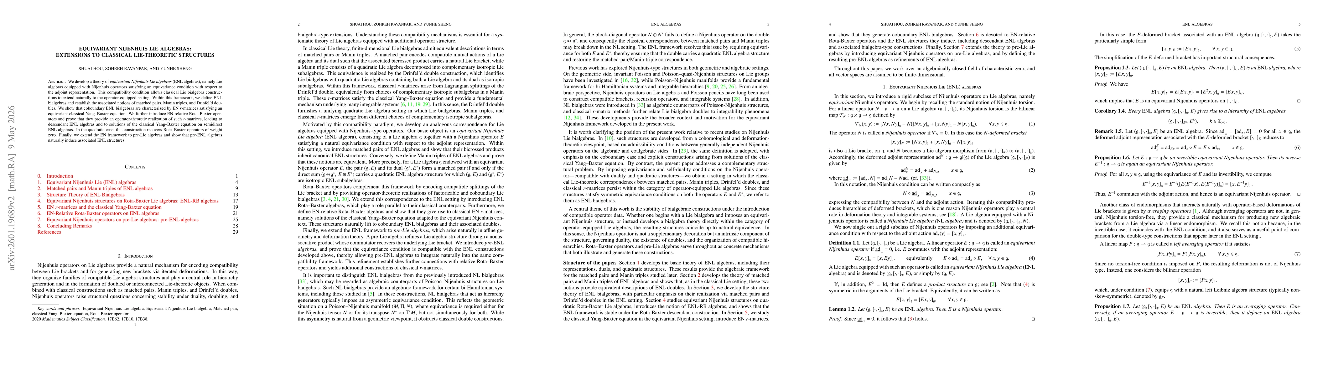 Thumbnail for Equivariant Nijenhuis Lie Algebras: Extensions to Classical Lie-Theoretic Structures