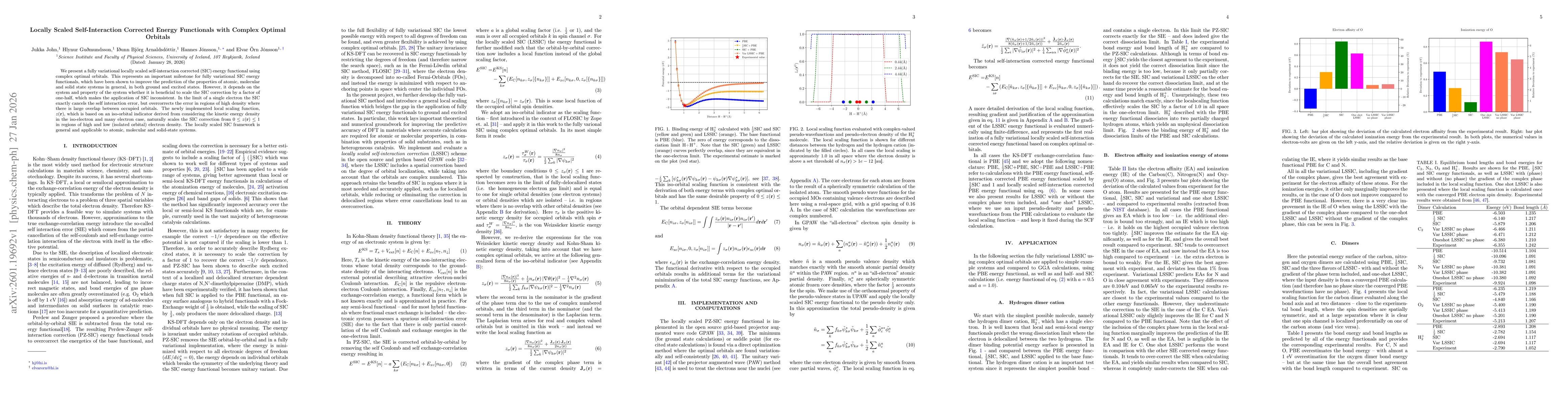 Thumbnail for Locally Scaled Self-Interaction Corrected Energy Functionals with Complex Optimal Orbitals