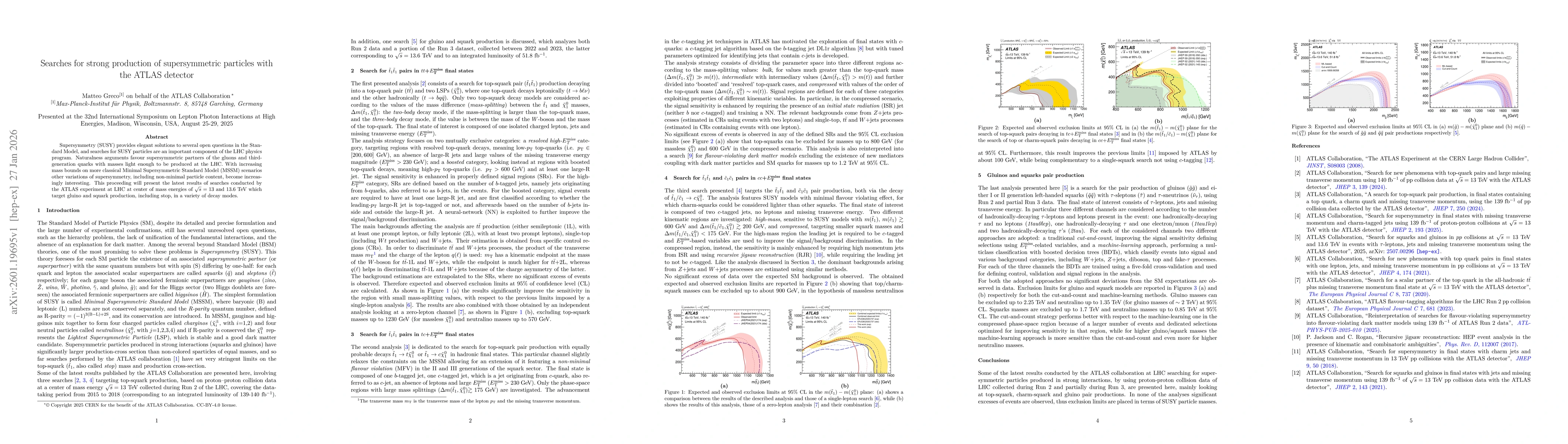 Thumbnail for Searches for strong production of supersymmetric particles with the ATLAS detector