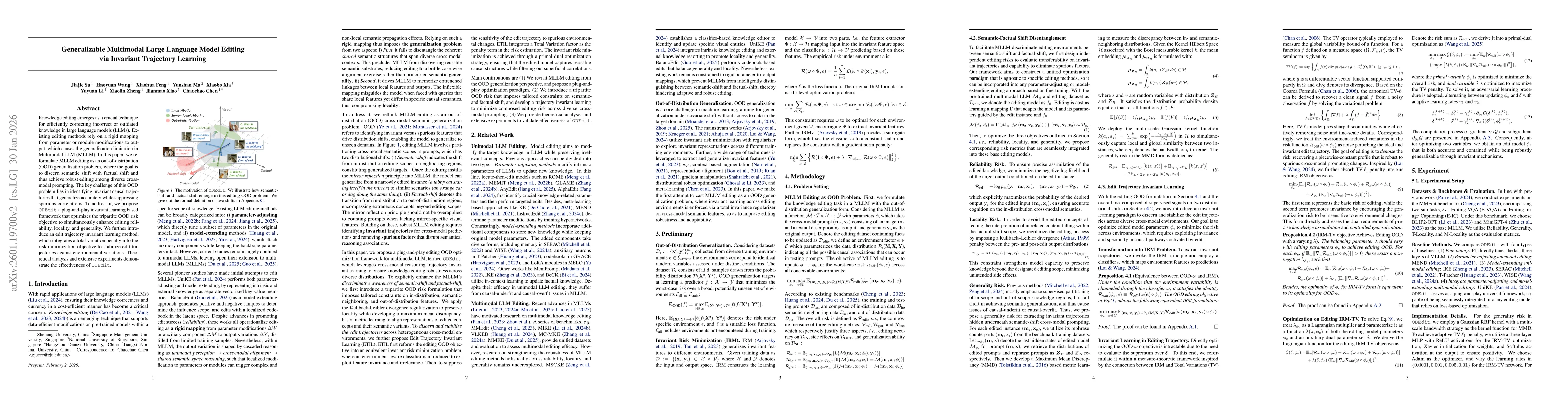 Thumbnail for Out-of-Distribution Generalization via Invariant Trajectories for Multimodal Large Language Model Editing