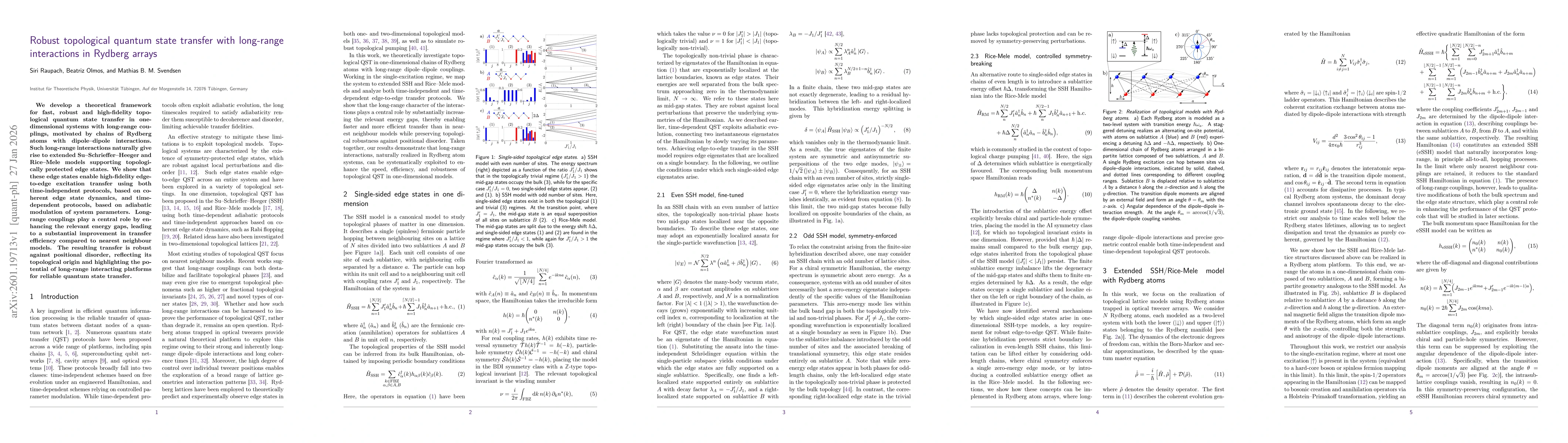 Thumbnail for Robust topological quantum state transfer with long-range interactions in Rydberg arrays