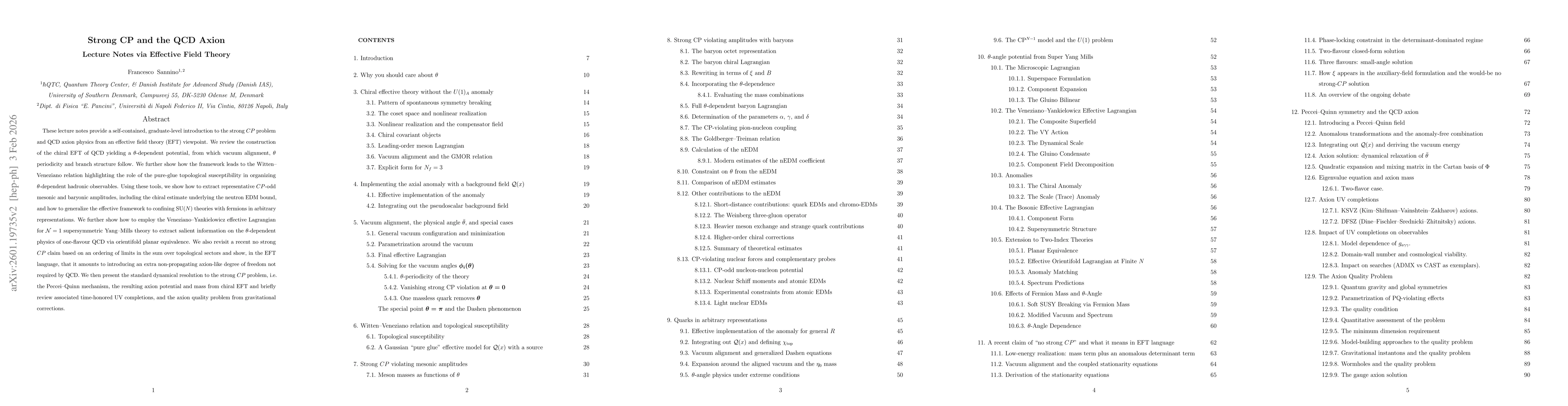 Thumbnail for Strong CP and the QCD Axion: Lecture Notes via Effective Field Theory