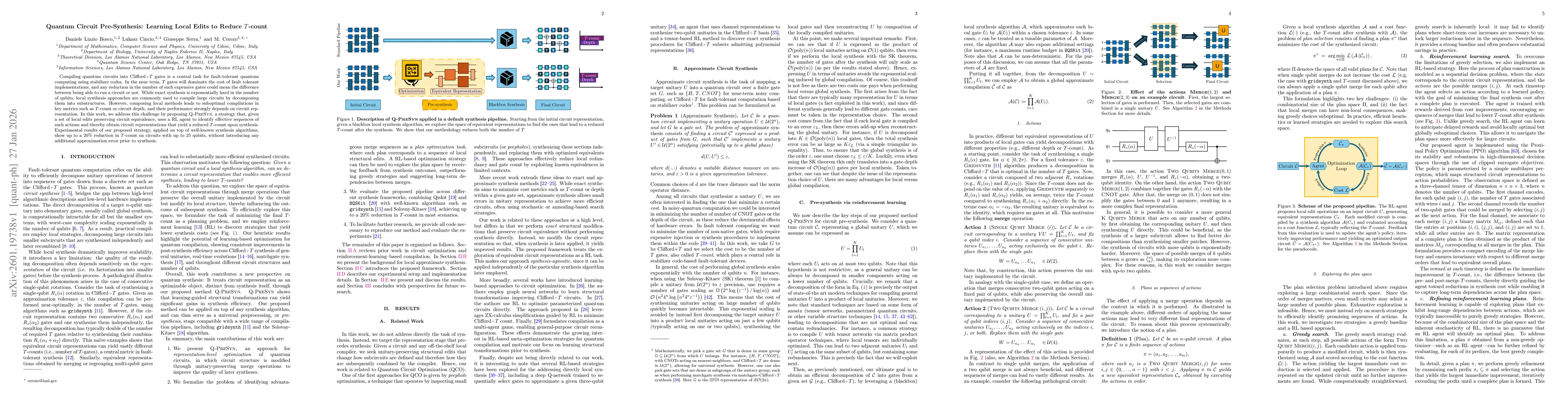 Thumbnail for Quantum Circuit Pre-Synthesis: Learning Local Edits to Reduce $T$-count
