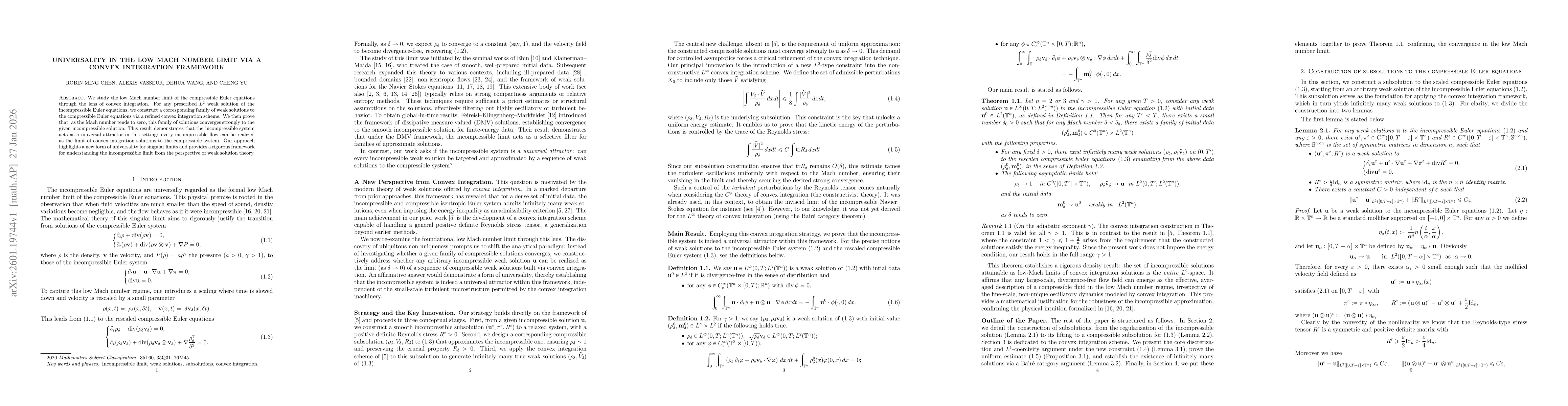 Thumbnail for Universality in the Low Mach number limit via a convex integration framework