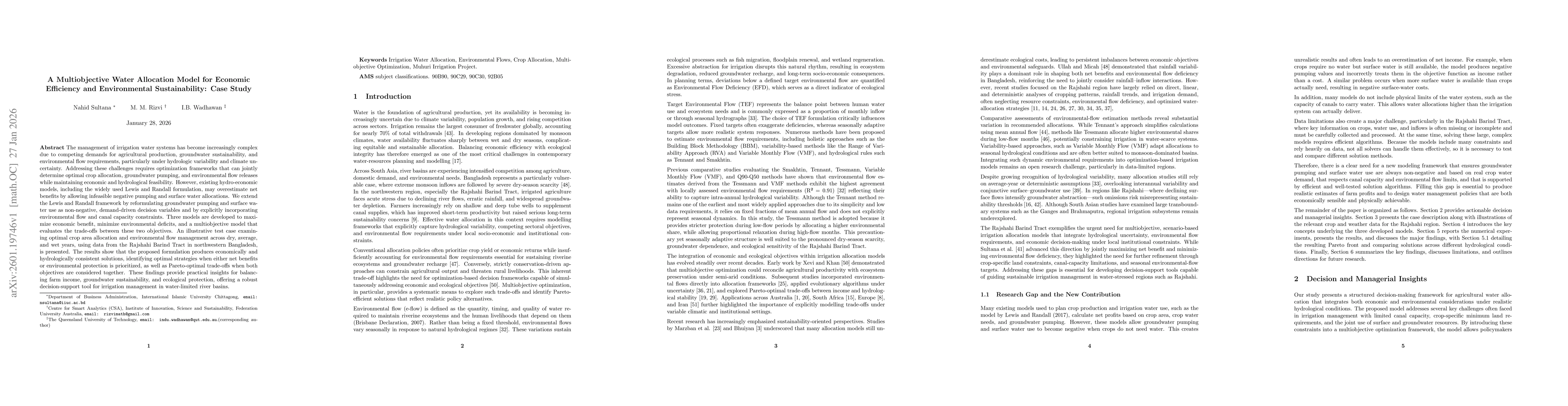 Thumbnail for A Multiobjective Water Allocation Model for Economic Efficiency and Environmental Sustainability: Case Study