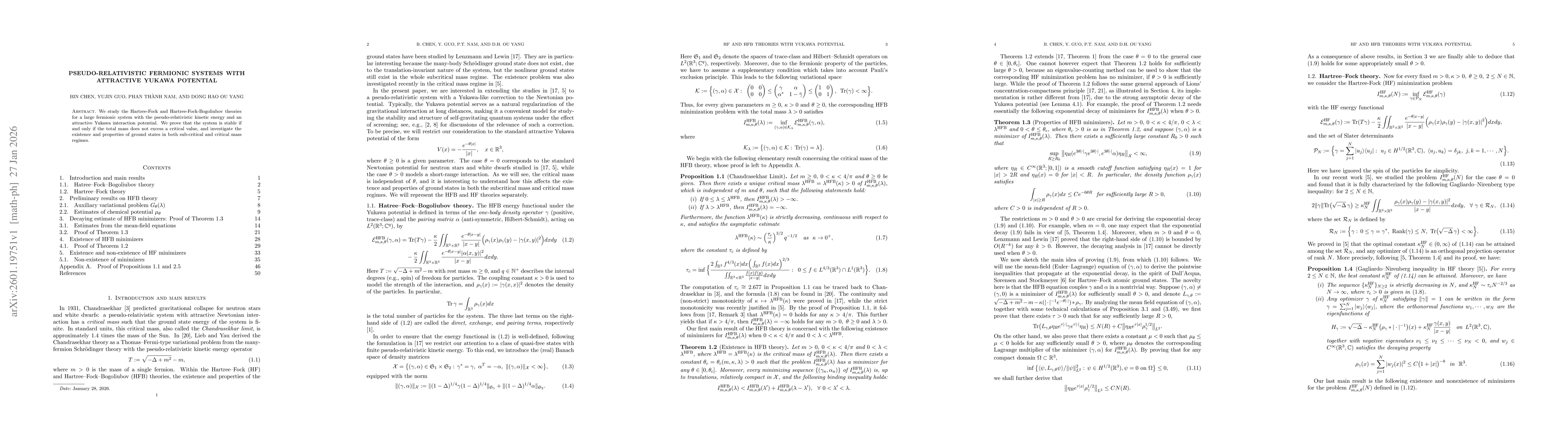 Thumbnail for Pseudo-relativistic fermionic systems with attractive Yukawa potential