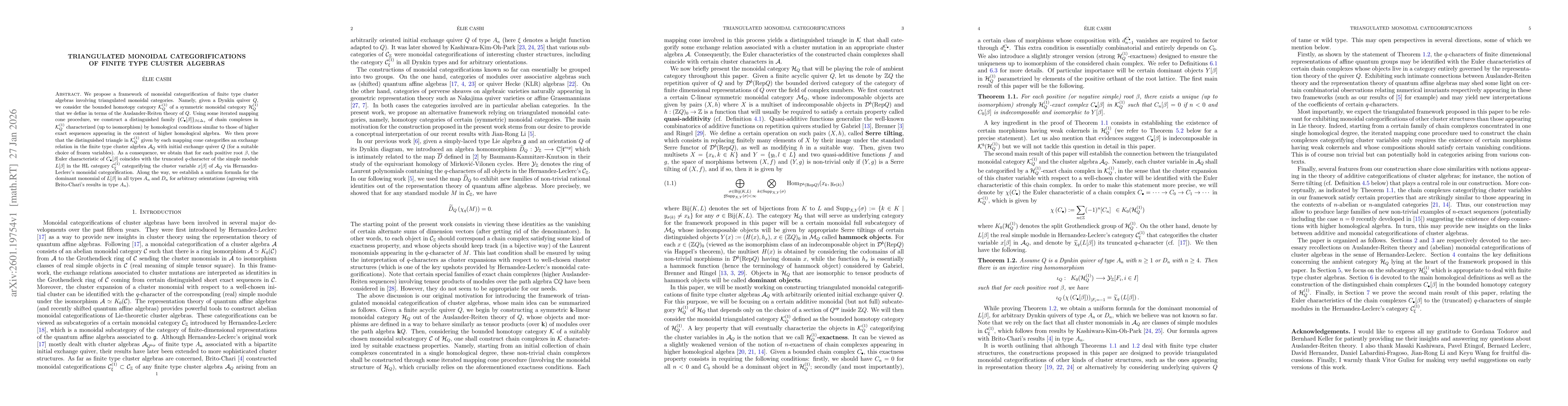 Thumbnail for Triangulated monoidal categorifications of finite type cluster algebras