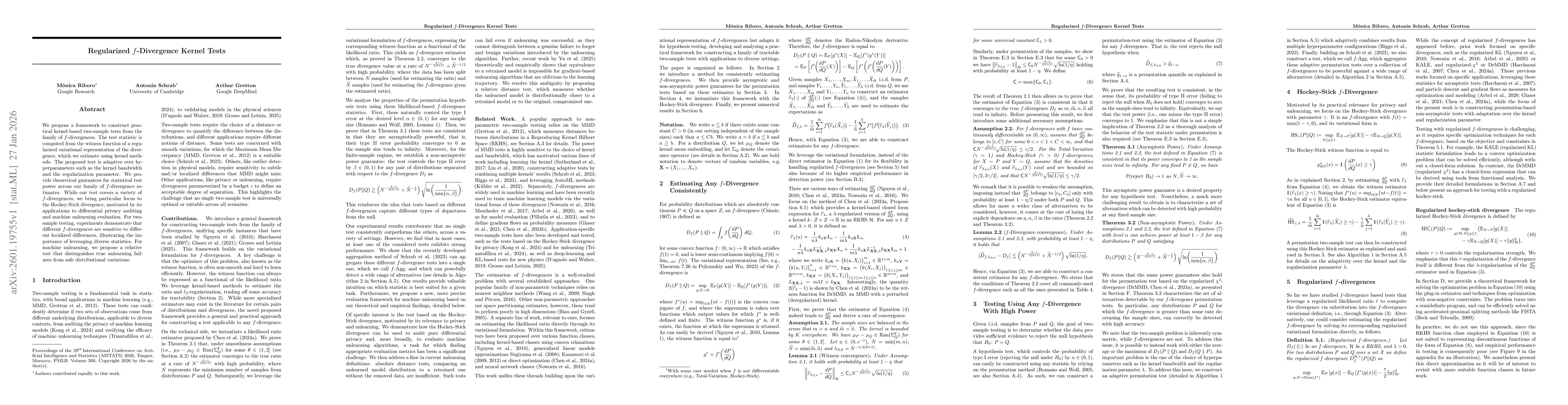 Thumbnail for Regularized $f$-Divergence Kernel Tests