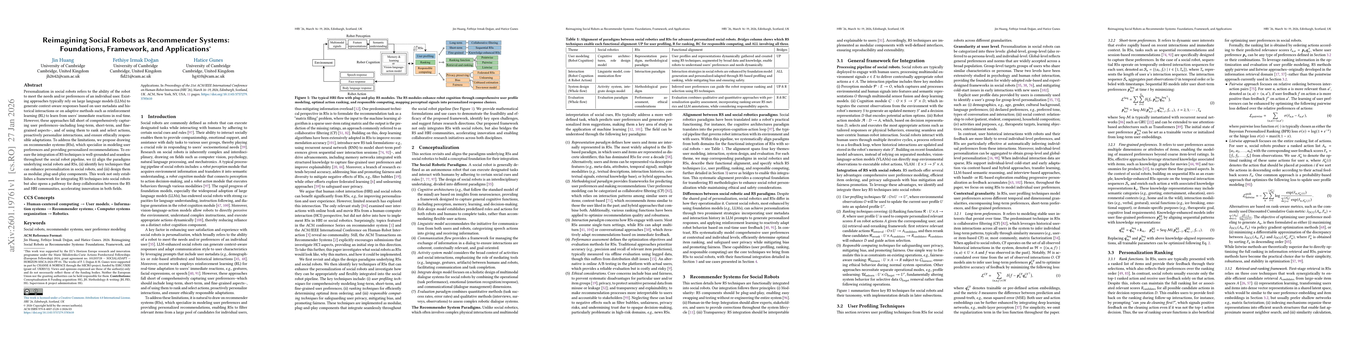Thumbnail for Reimagining Social Robots as Recommender Systems: Foundations, Framework, and Applications