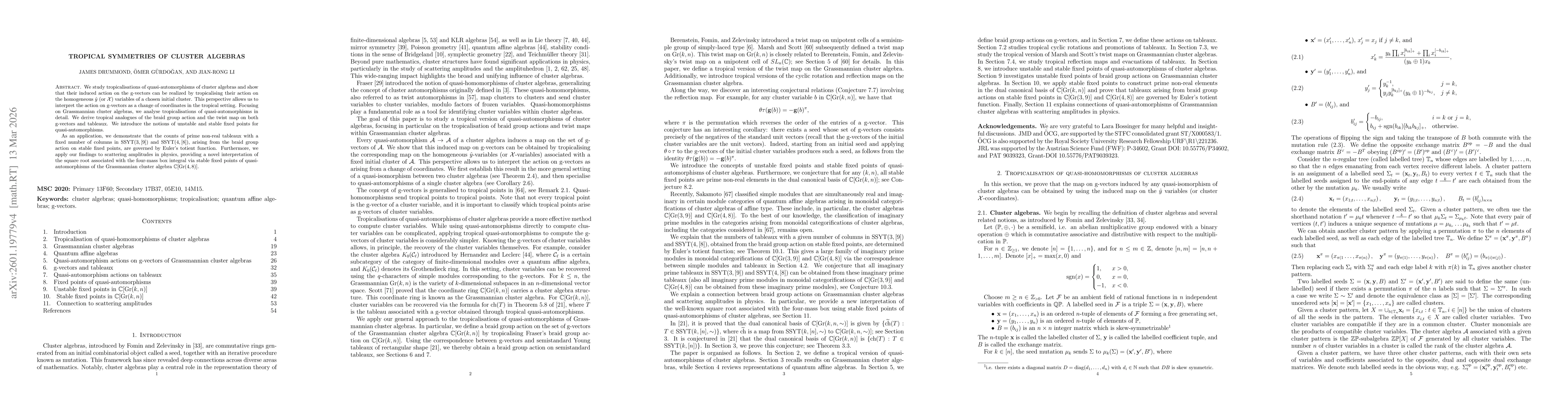 Thumbnail for Tropical symmetries of cluster algebras