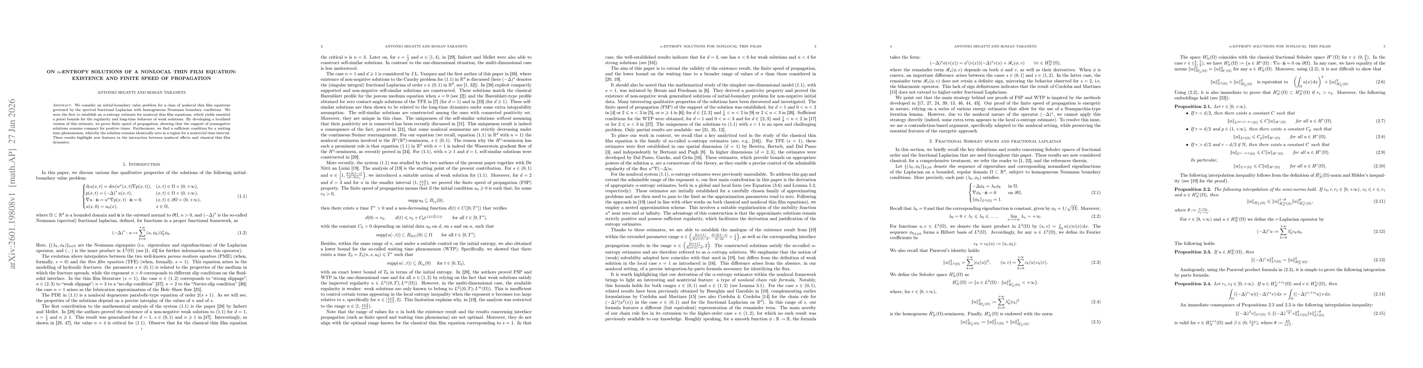 Thumbnail for On $α$-entropy solutions of a nonlocal thin film equation: existence and finite speed of propagation