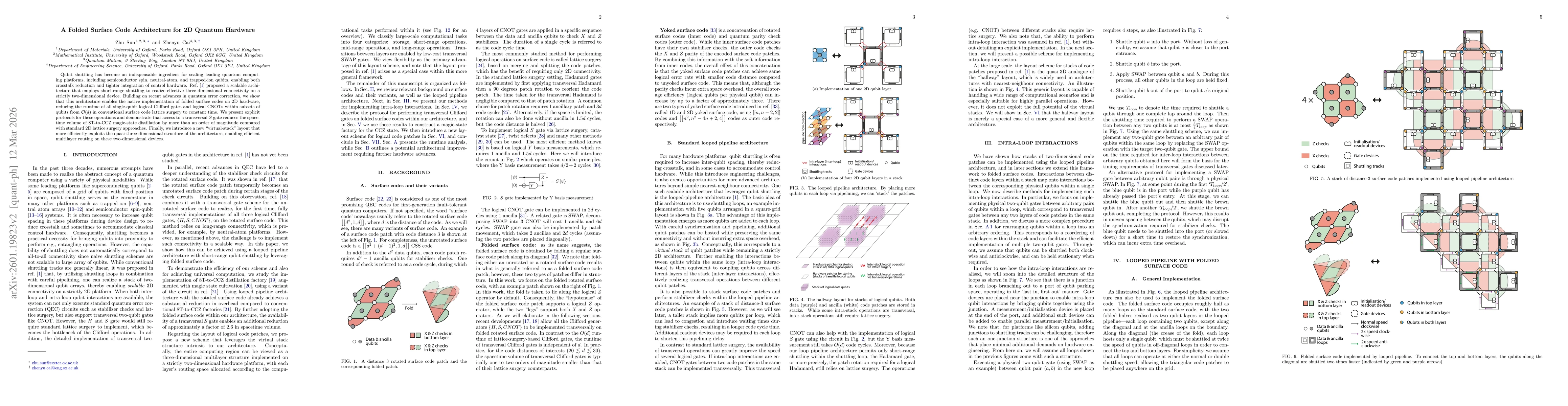 Thumbnail for A Folded Surface Code Architecture for 2D Quantum Hardware